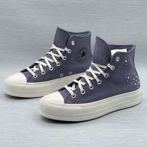 Converse Women's 7.5 Sneakers Purple Platform Beaded CTAS Lift Hi A12513C